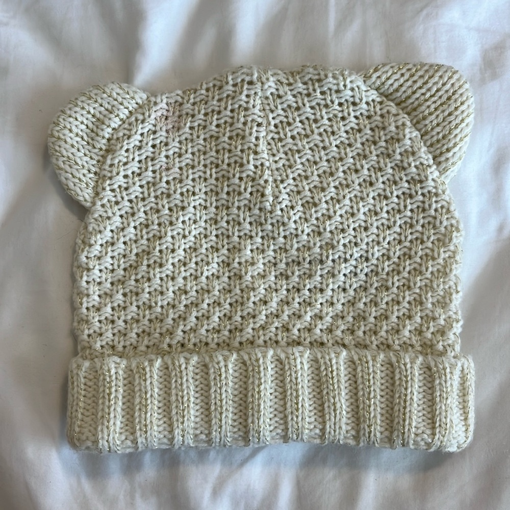 GAP kids glittery white beanie